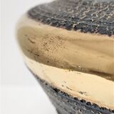 Black and gold ceramic vase west germany vintage design