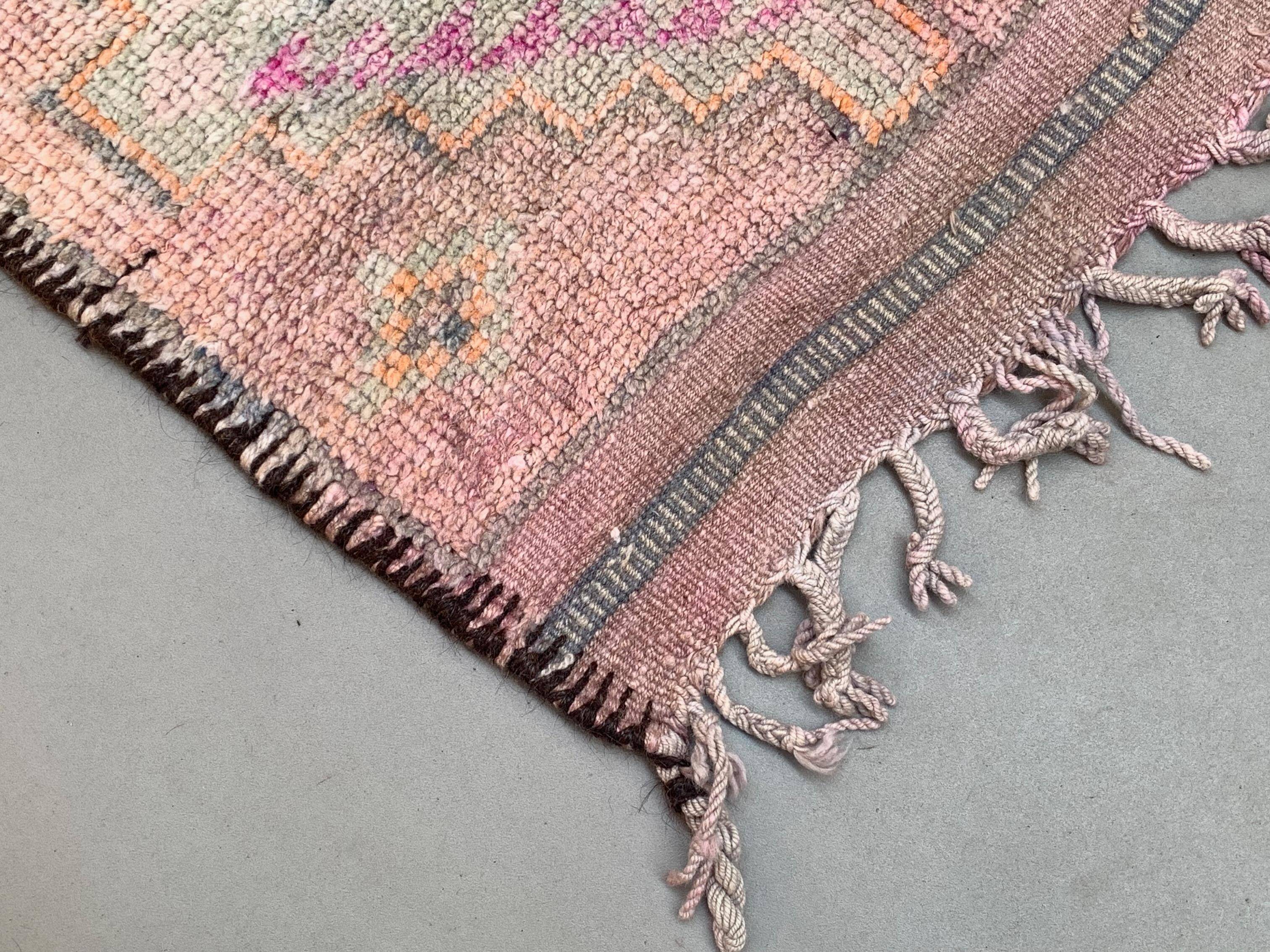 Vintage Turkish  Tribal Runner 460x83 cm veg dye wool rug tribal, handmade