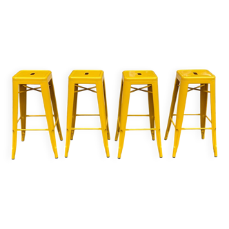 4 tabourets de bar hauts lik sklum métal jaune style industriel 75cm