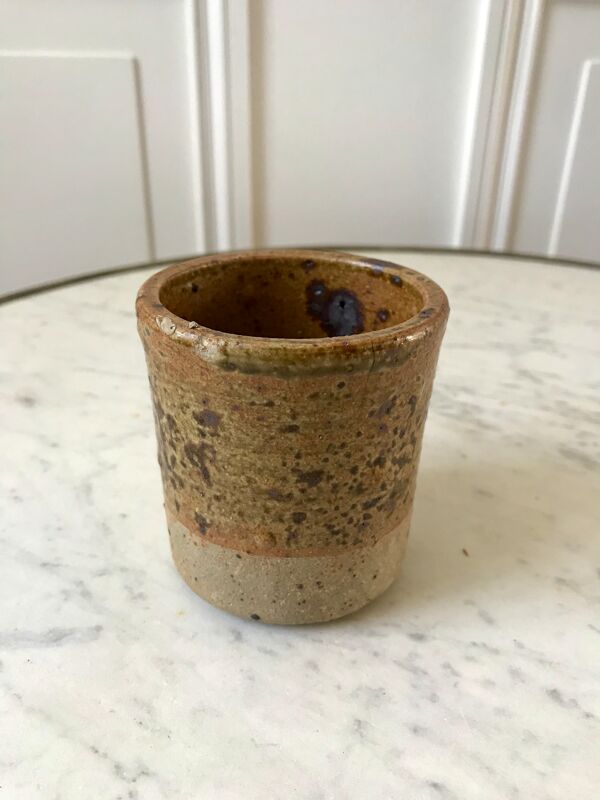 service à café 6 tasses et sous-tasses, theière et sucrier en cérémique / poterie / grès années 50-6