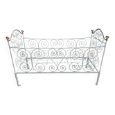 Lit banquette, fer forgé et cuivre, esprit Napoléon III romantique, fin XIX