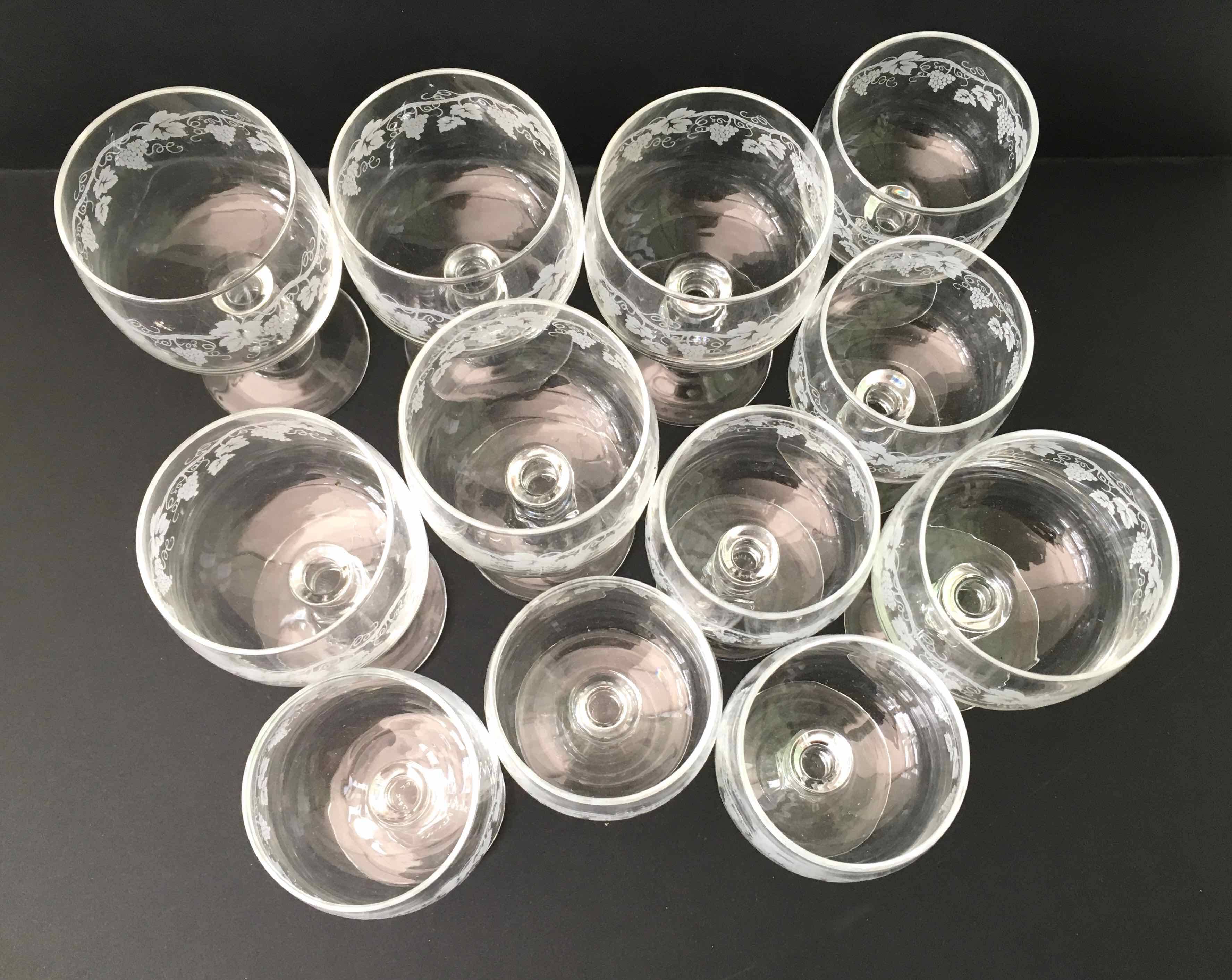 Set 12 verres d’Alsace cristal gravé vin et apéritif