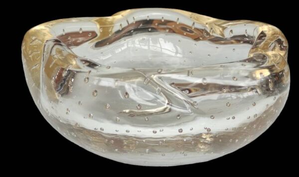 Ancienne coupe coupelle verre bullé Murano design italien