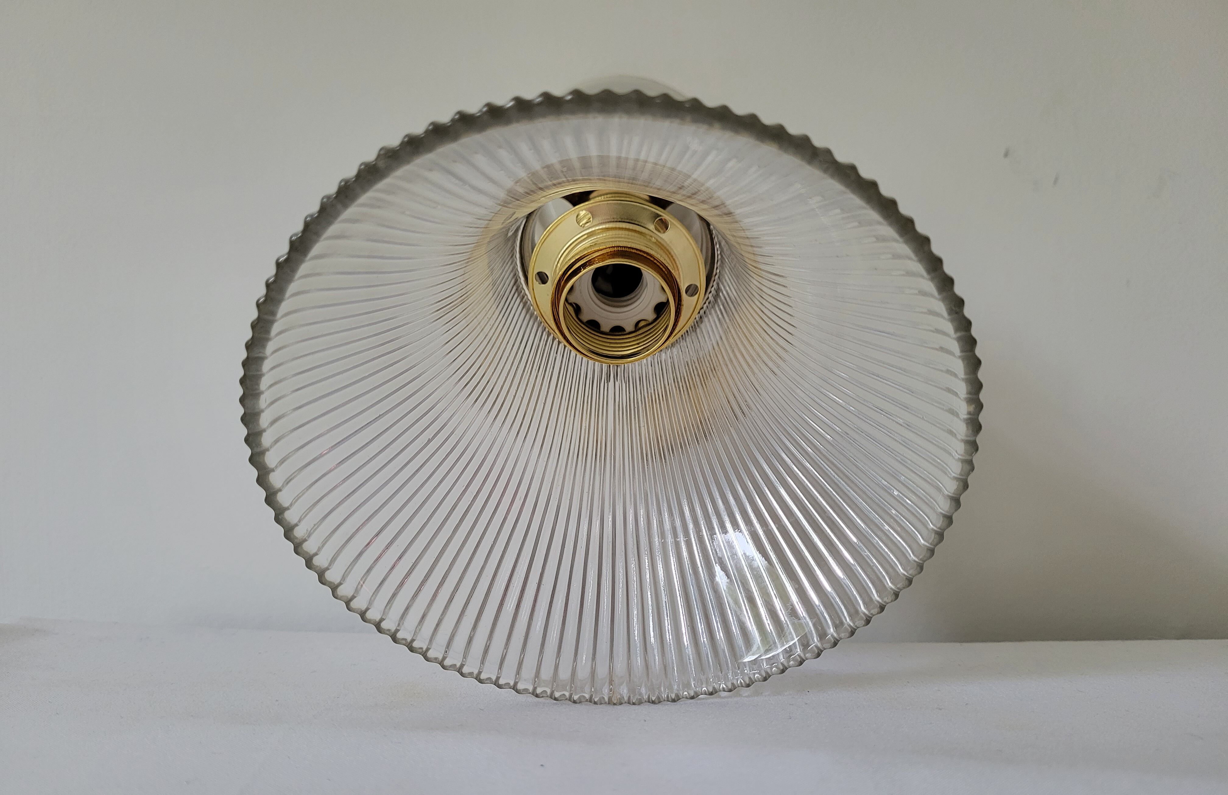Porcelain wall lamp and Holophane style glass
