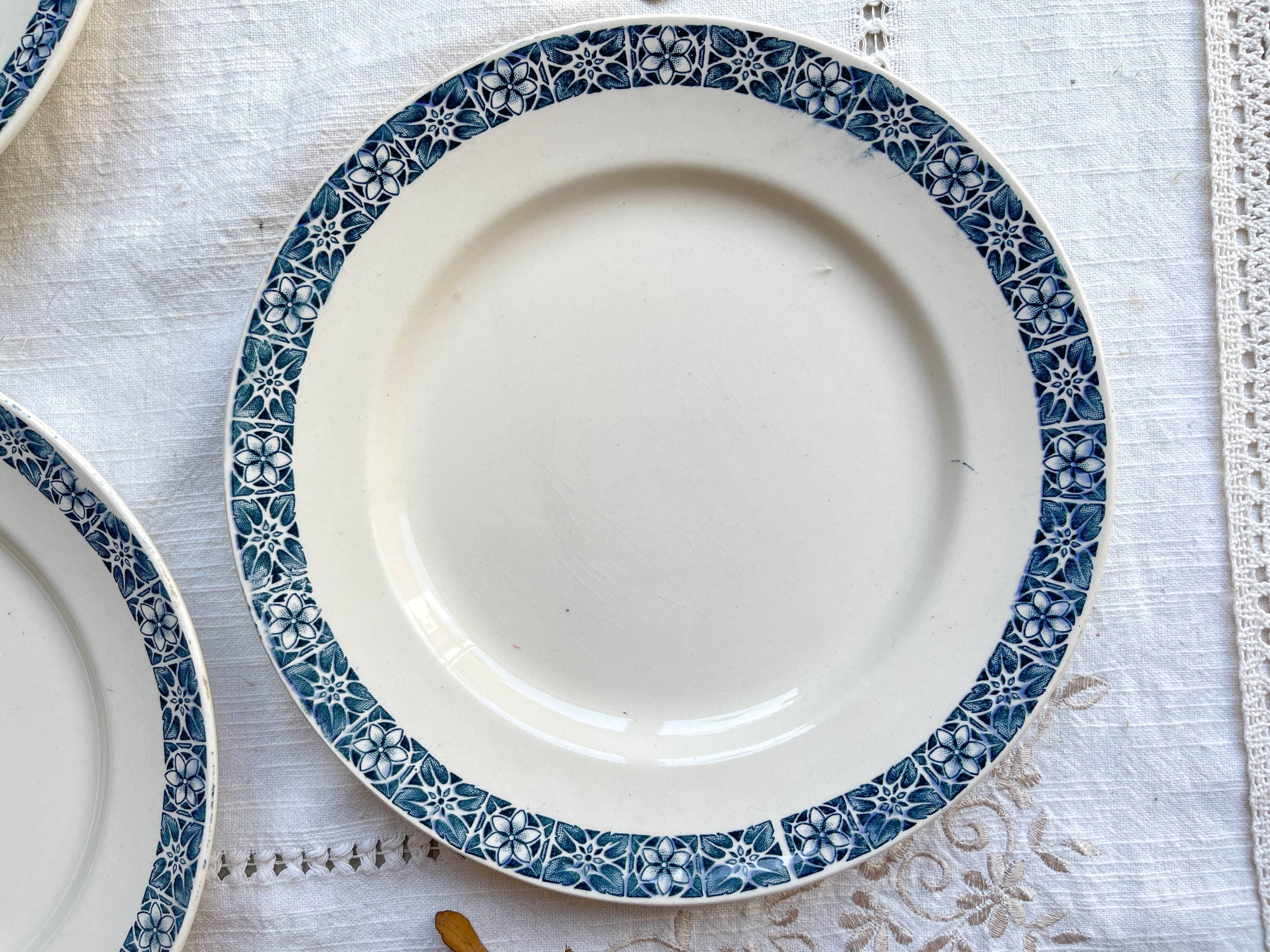 6 Assiettes plates Terre de fer Longchamp modèle René Made in France