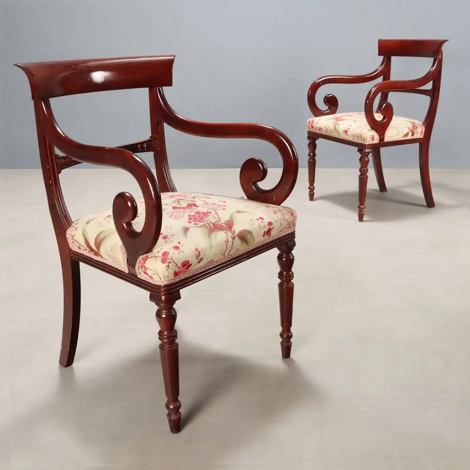 Antique Louis-Philippe armchairs in painted beech, 20th century