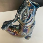 Vintage iridescent porcelain fish dish