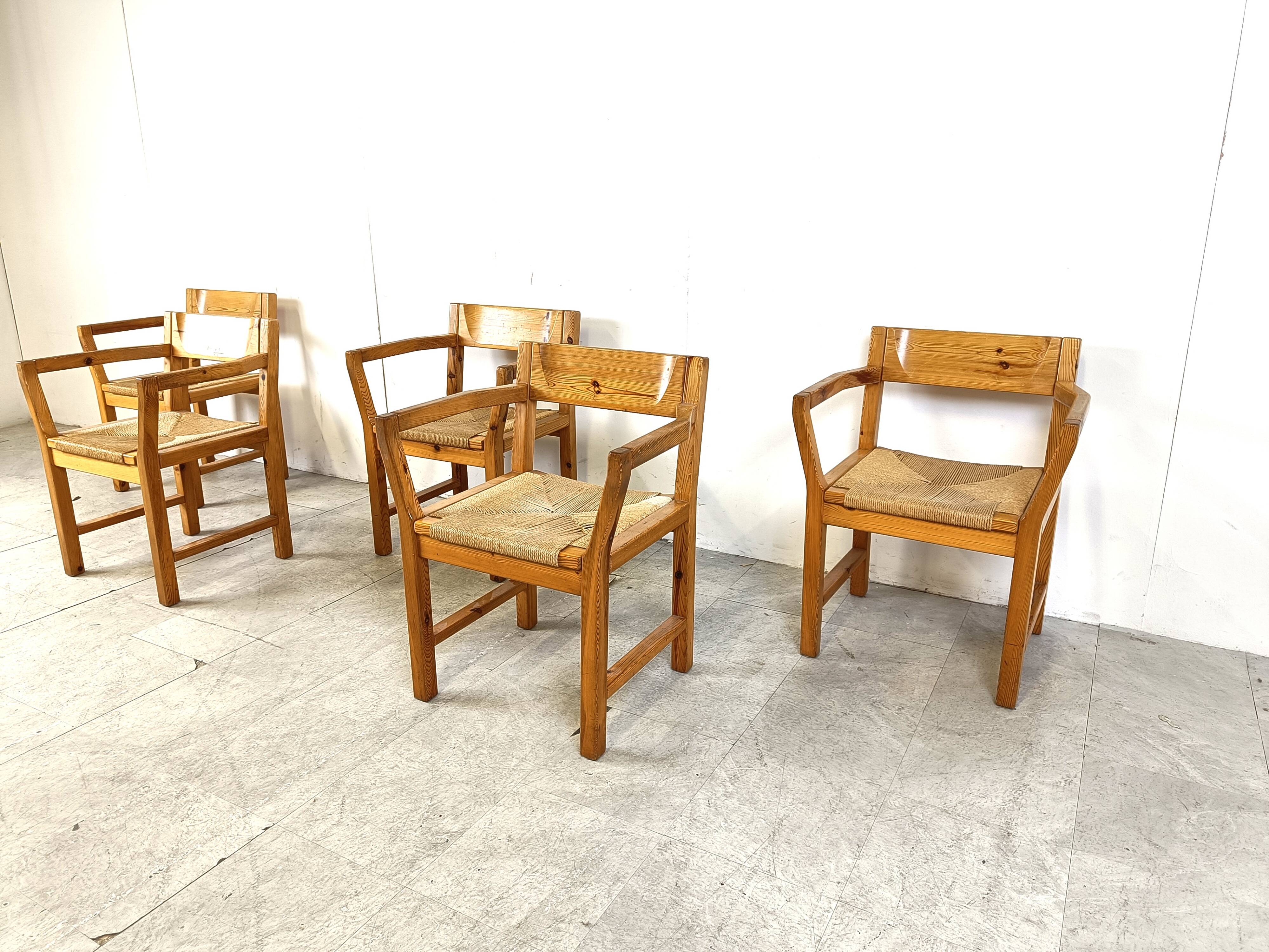 Vintage scandinavian pine wood dining chairs, 1960s by GM Mobler