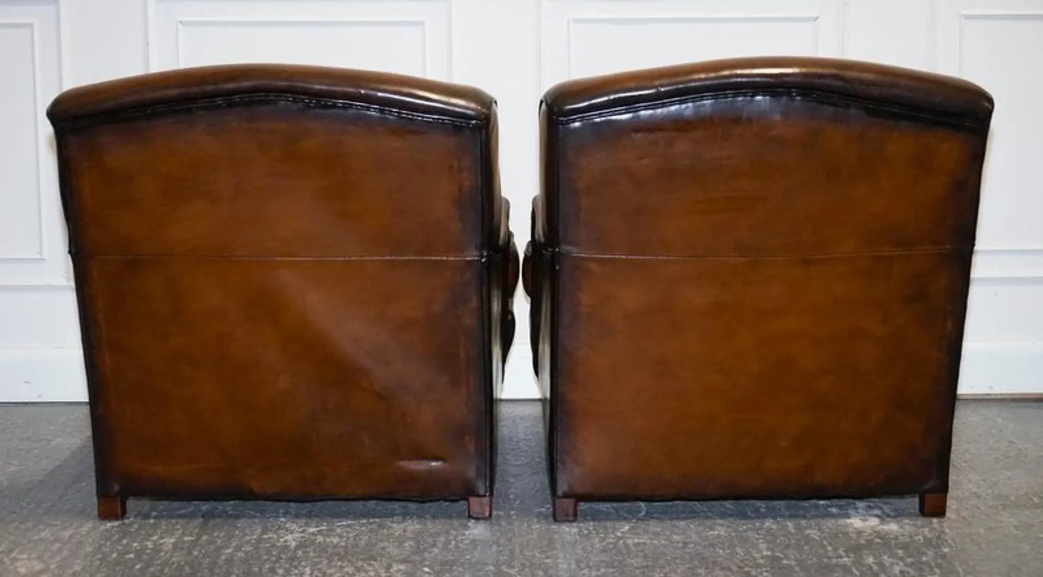 Set of Hand-Dyed Leather Cigar Chairs