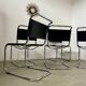 Lot 5 tubular chairs S33 design Mart Stam for Fasem in vintage black leather cantilever