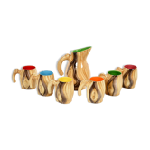 Colorful ceramic coffee set