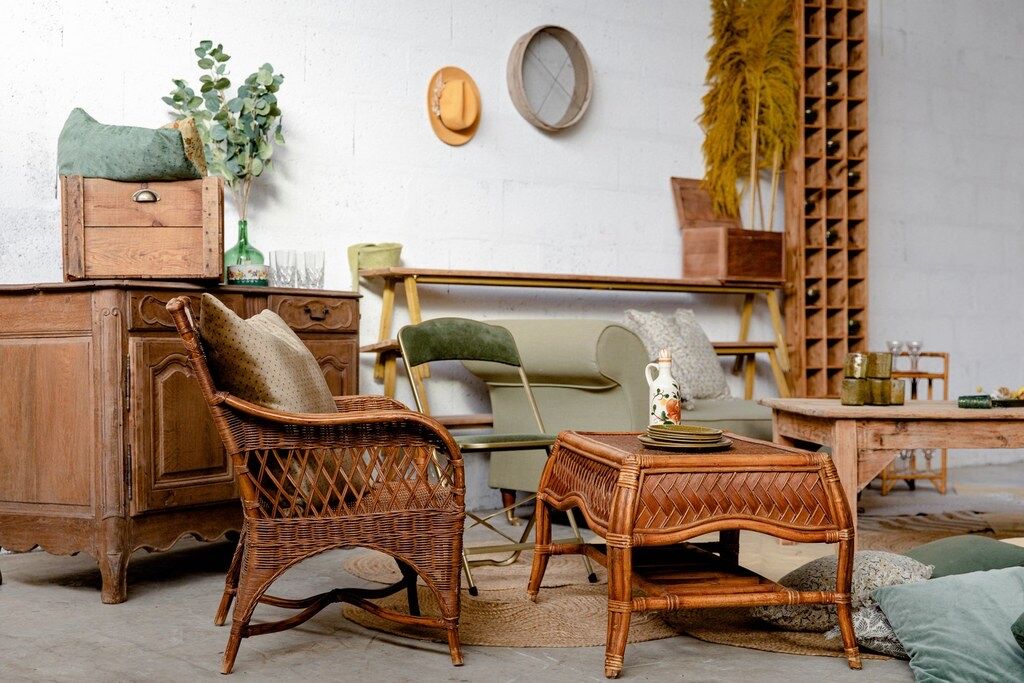 Dark rattan coffee table