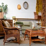 Dark rattan coffee table