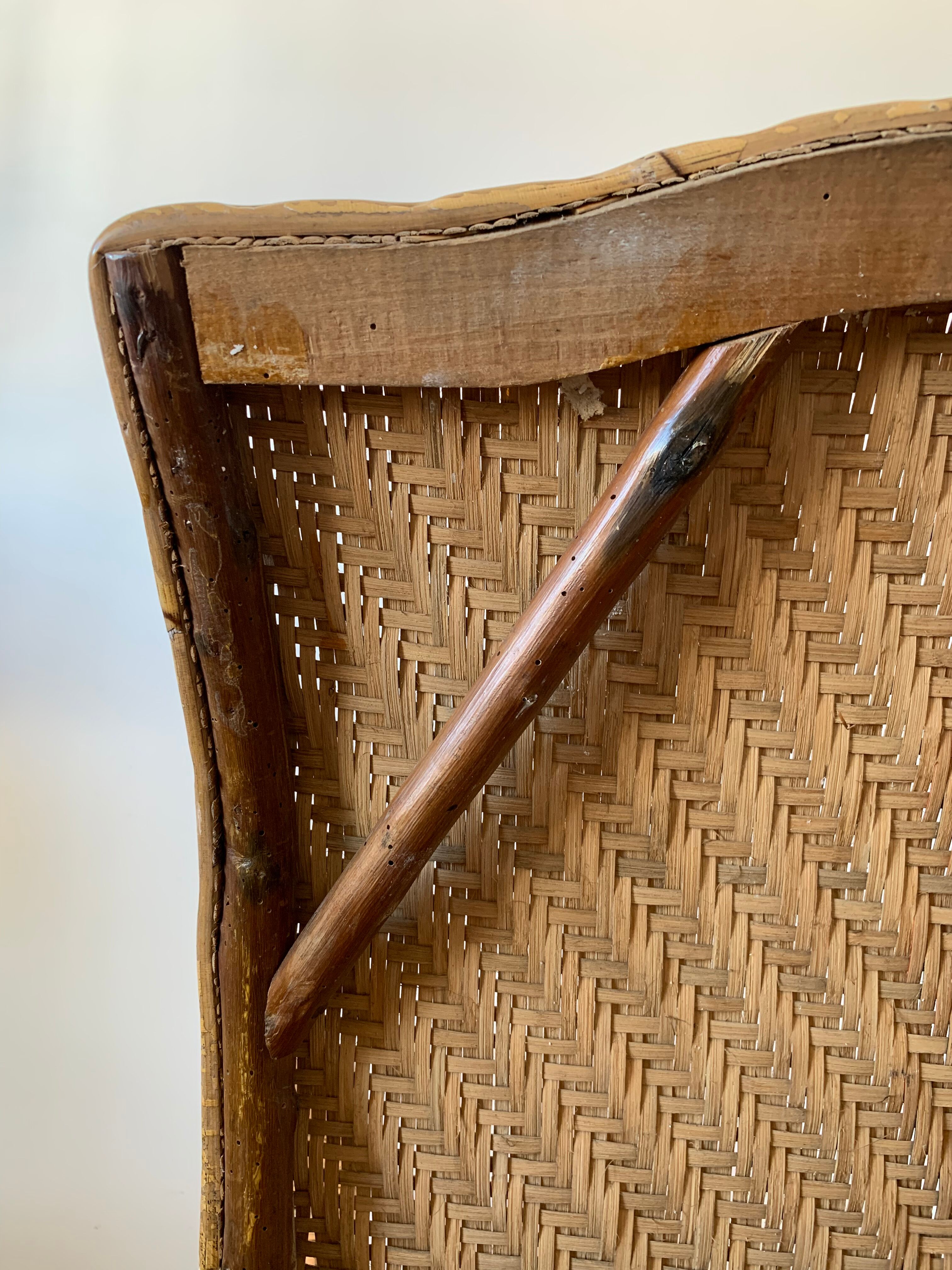 Old rattan armchair