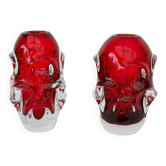 Red crystal vases by Augustsson for Åseda, set of 2