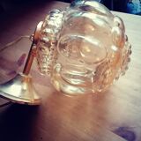 Suspension globe amber glass vintage bubbles 60s / vintage ceiling light / glass empoli