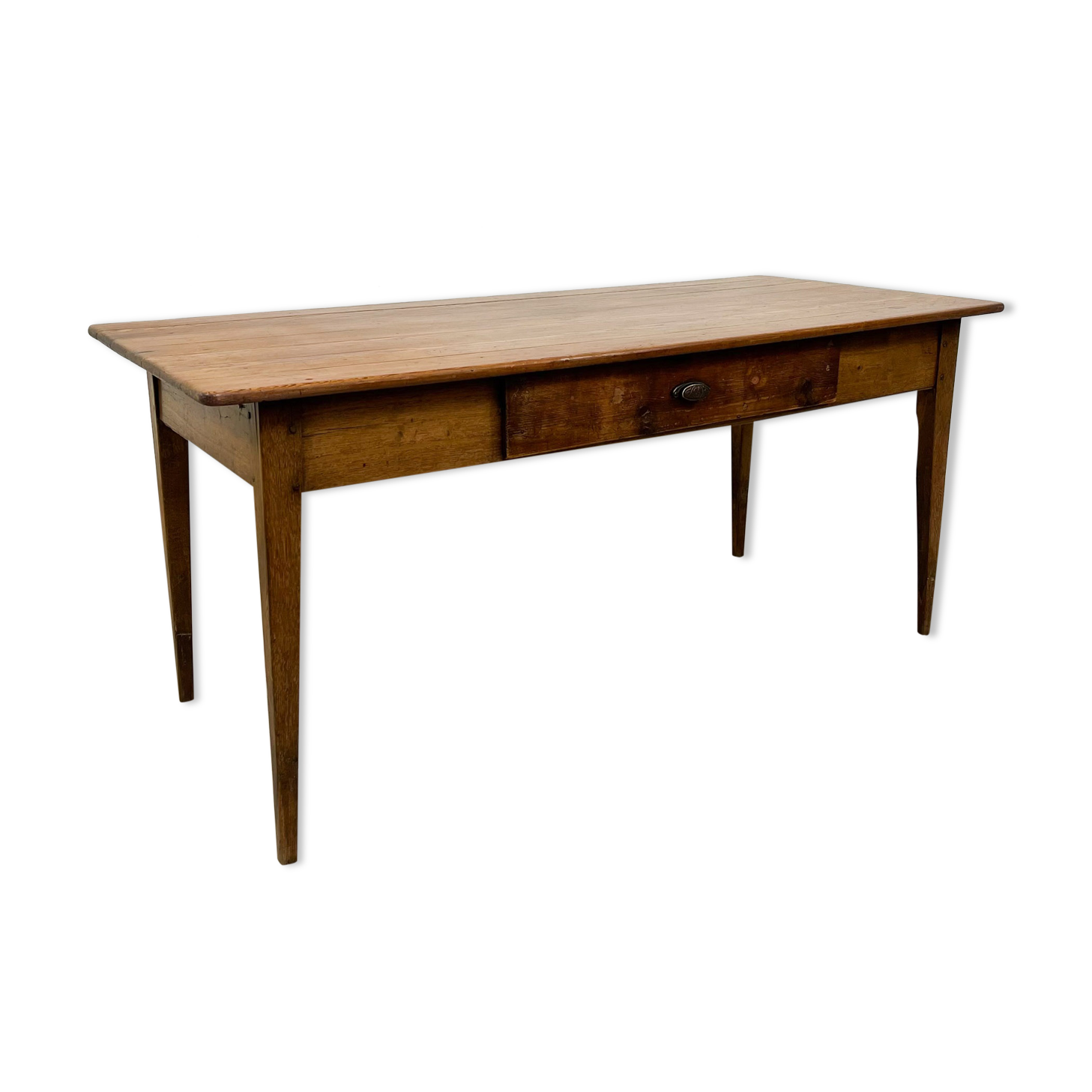 French antique dining table oak and pine