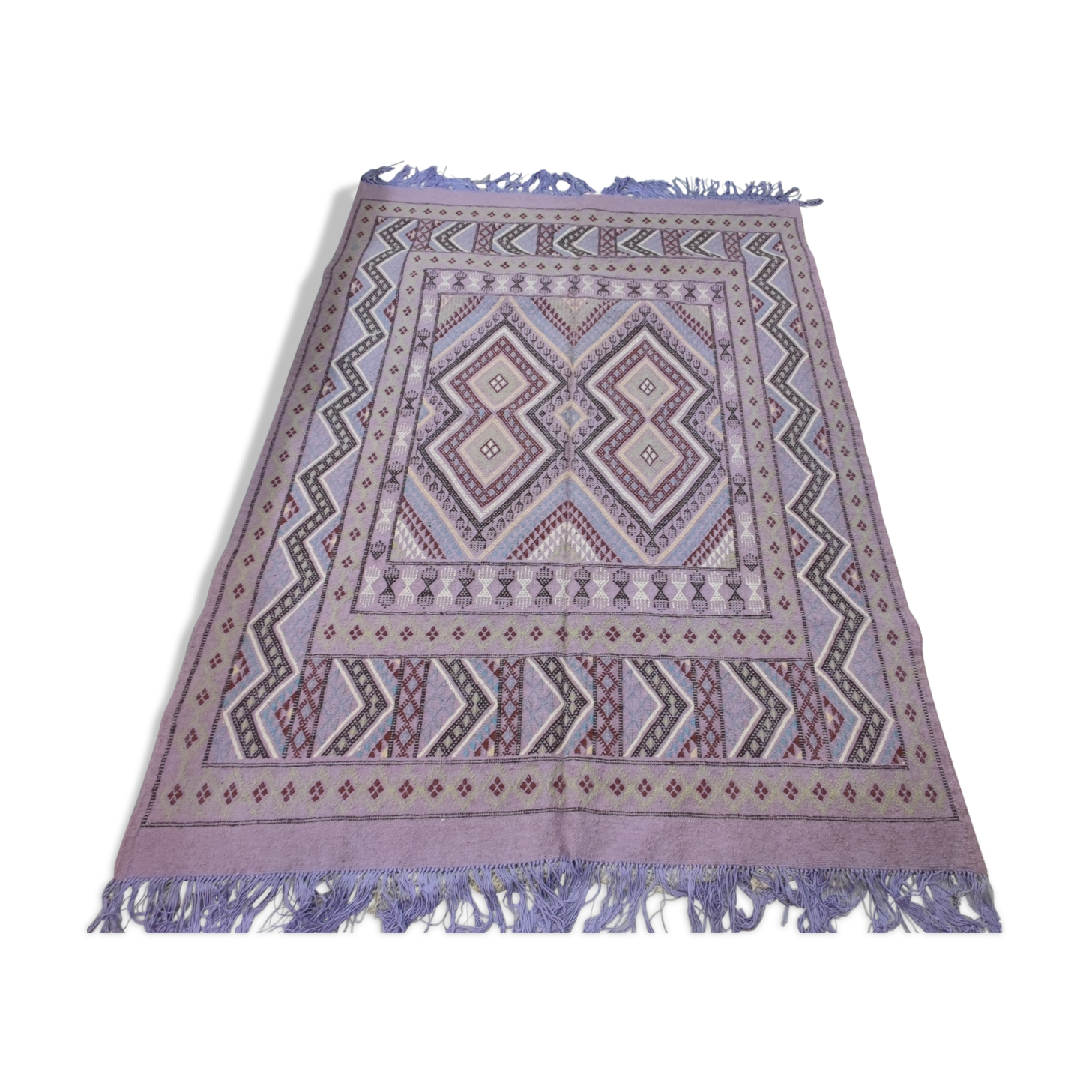 Handmade margoum rug in natural wool