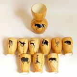 Orangeade set 9 glasses 1 pitcher Grandjean Jourdan Vallauris theme African Savannah 50s
