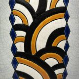 Art Deco vase from the Nimy pottery — geometric design, Belgium circa 1940.