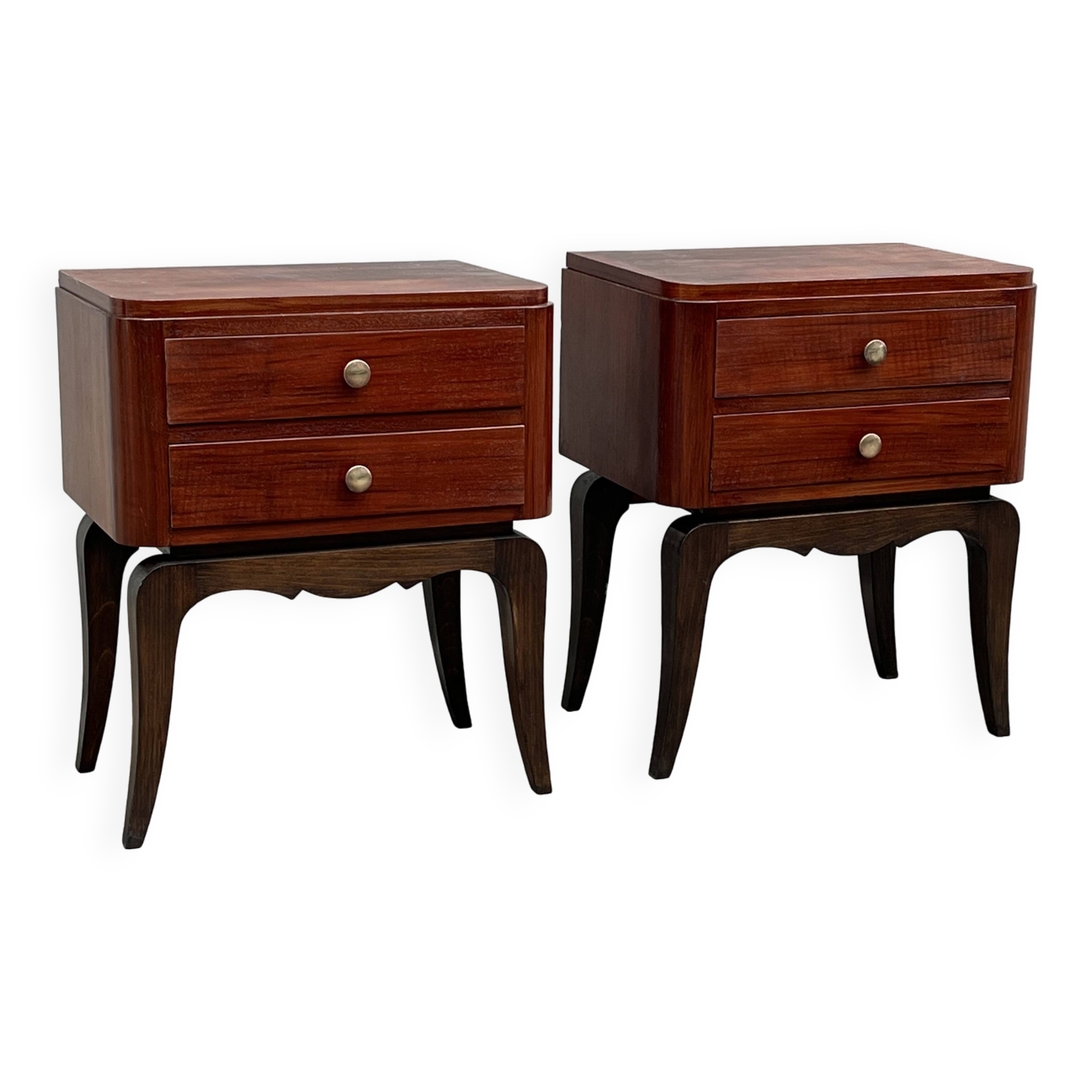 Pair of 1930s Art Deco bedside tables in rosewood.