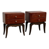 Paire de tables de chevet années 30 Art Déco en palissandre.