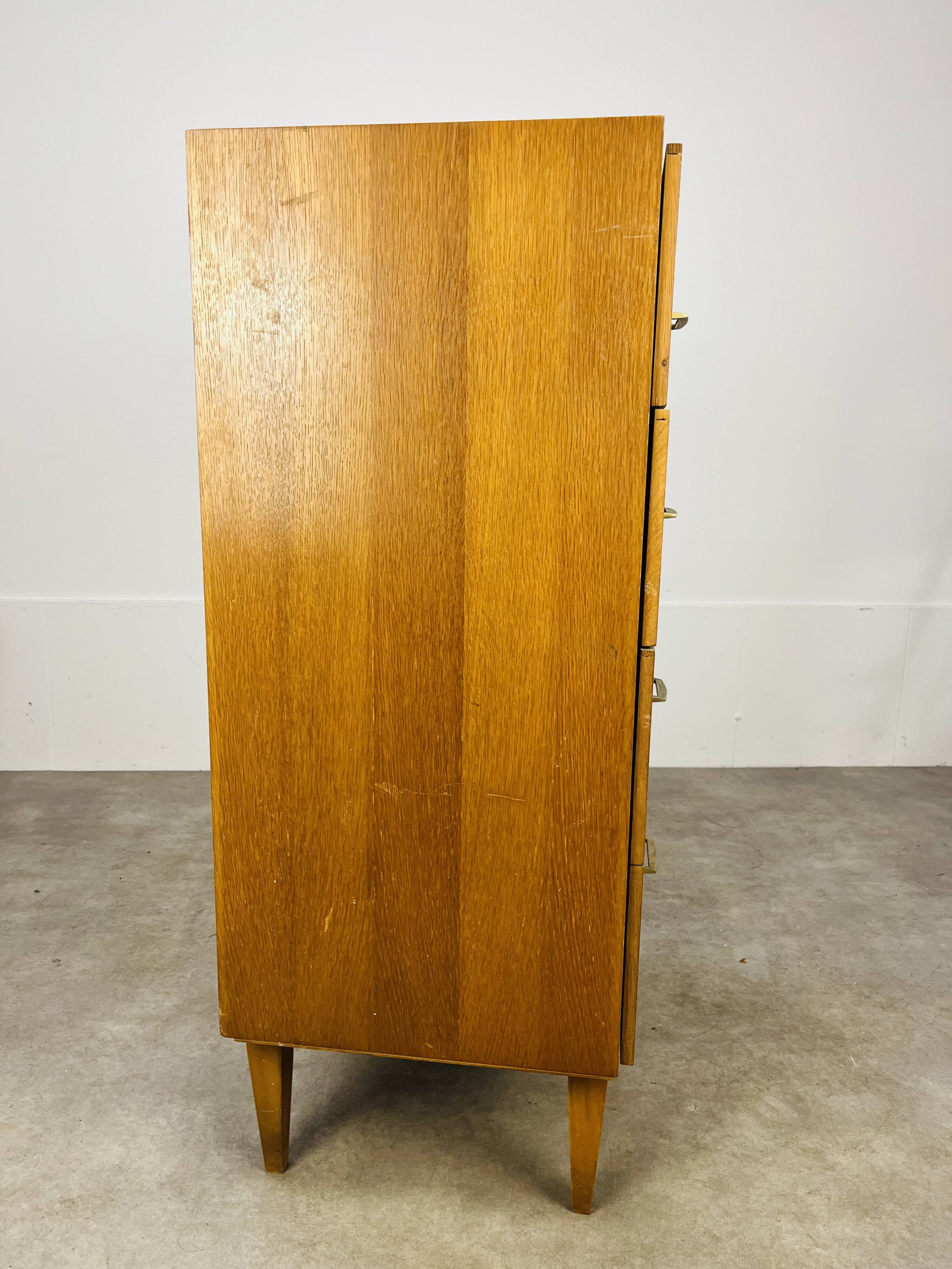 Commode chiffonnier années 50, bois blond