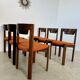 Set of 6 Girsberger Scandinavian style chairs from the 70s, vintage, solid wood, original fabric