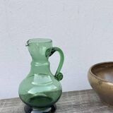 Vintage green blown glass pitcher