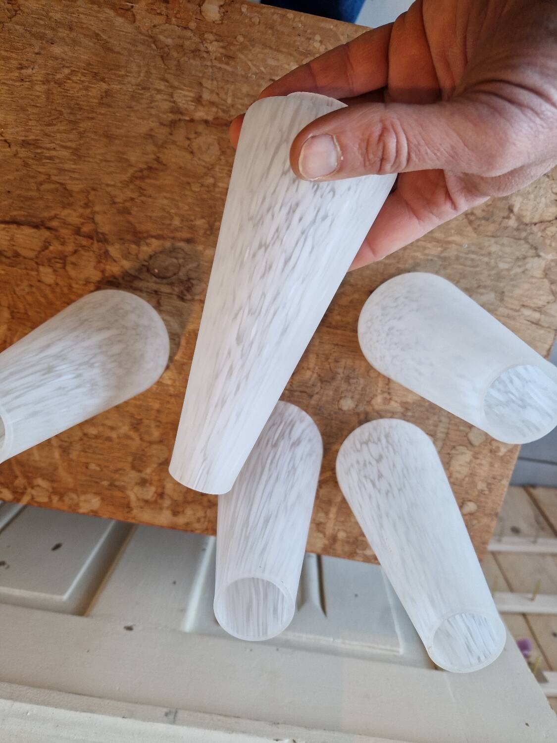 Set of 5 Opaline Tulips Clichy Speckled Glass