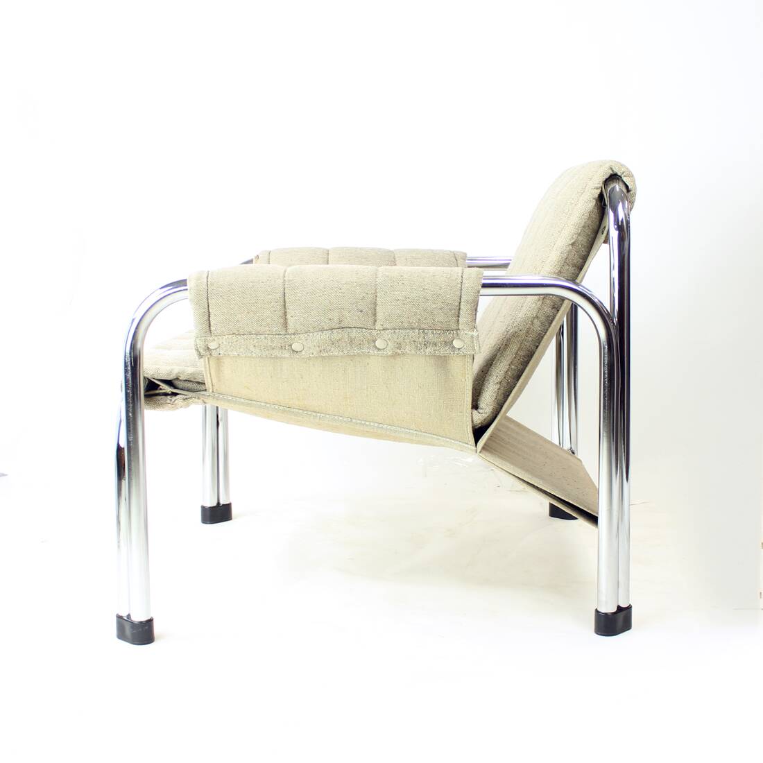 Lounge chair by viliam chlebo in chrome and linen, kodreta 1979