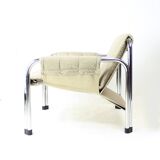 Lounge chair by viliam chlebo in chrome and linen, kodreta 1979