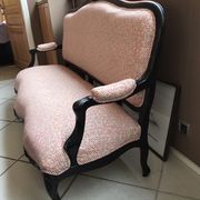 Sofa bench Louis Philippe Napoleon III, redesigned Nobilis fabric, country style