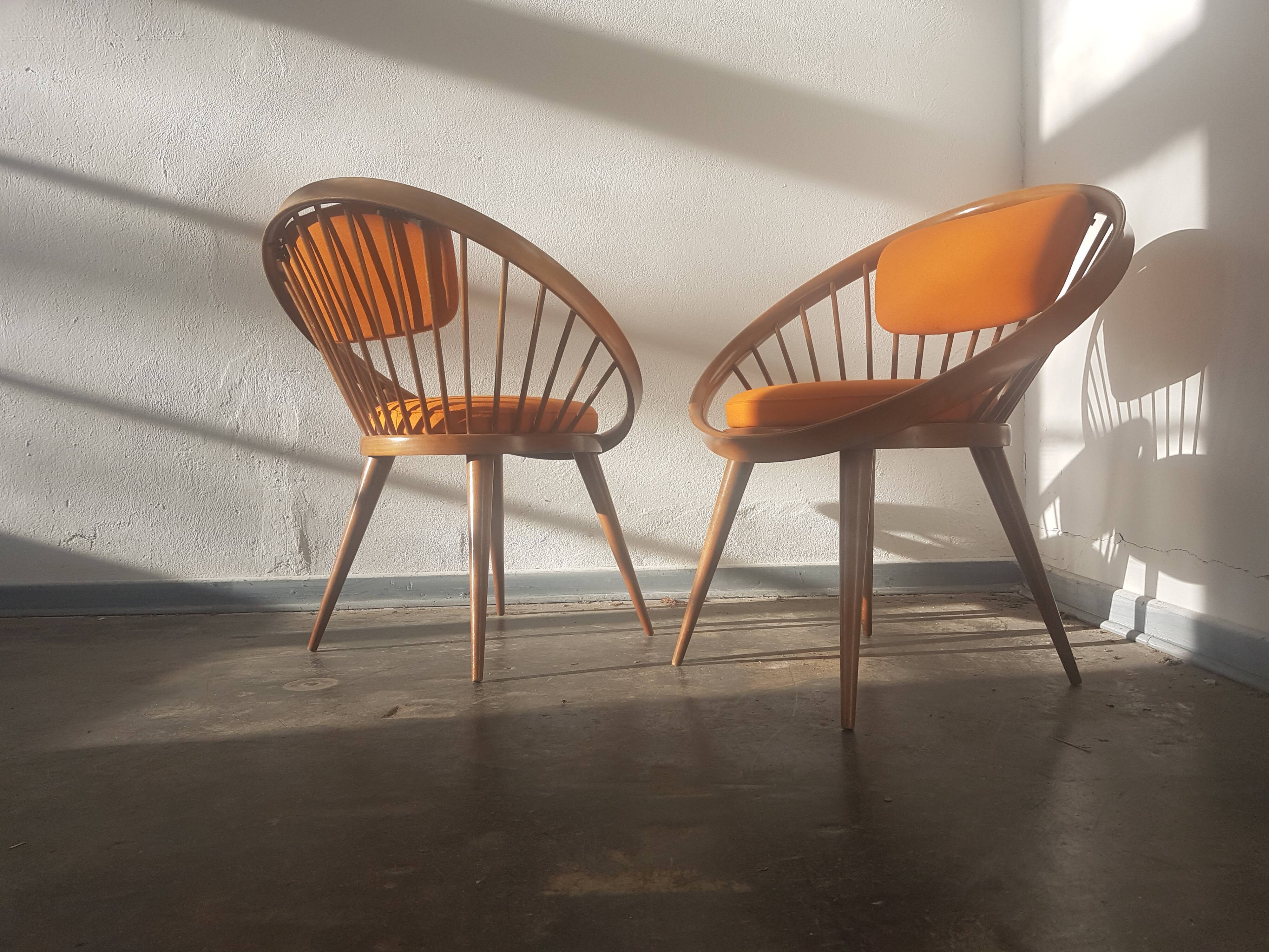 A pair of vintage circle chairs by Yngve Ekstrom