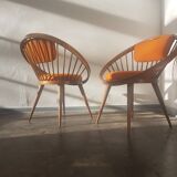 A pair of vintage circle chairs by Yngve Ekstrom