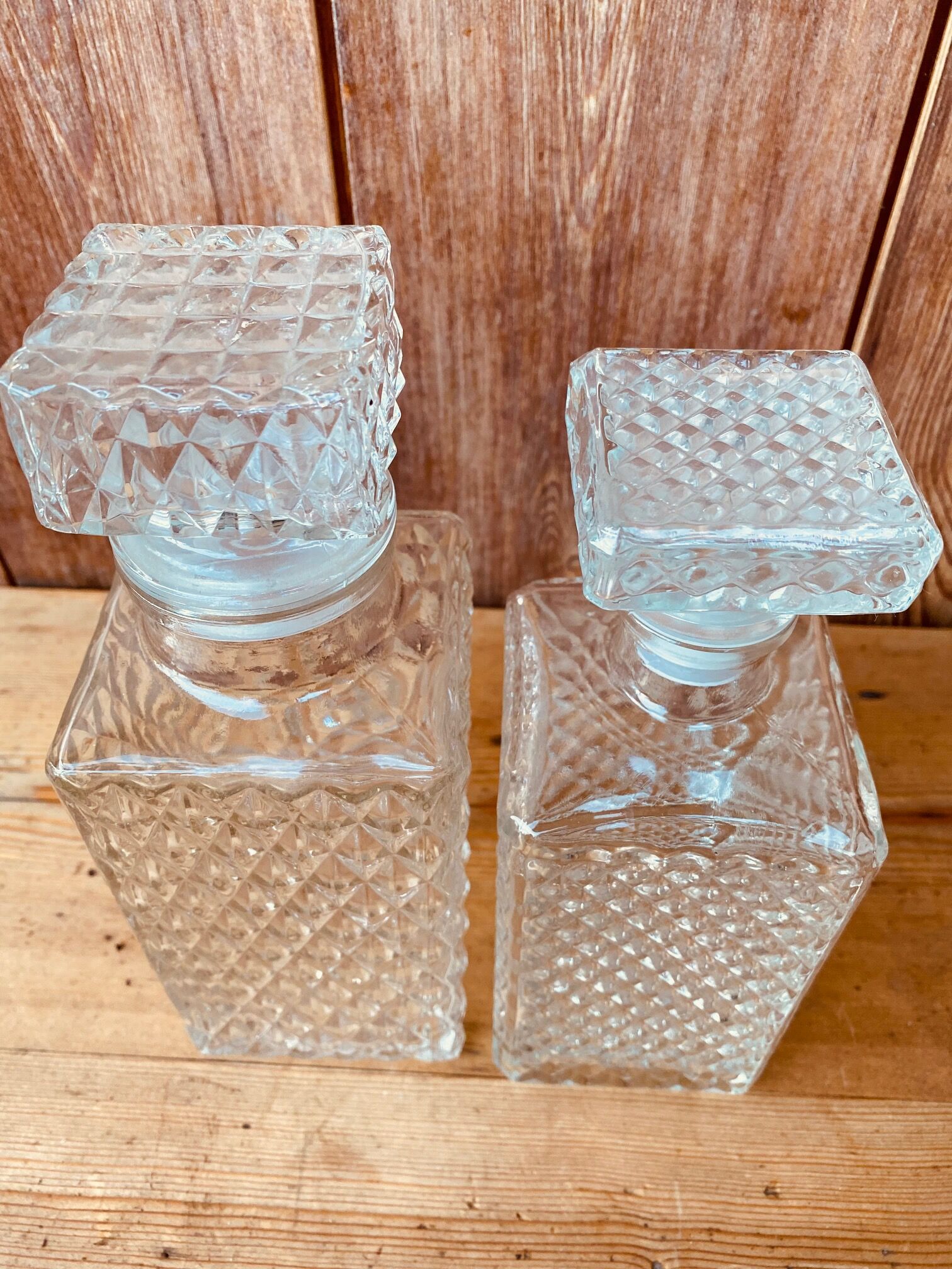 Vintage whisky decanter duo