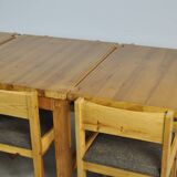 Vintage scandinavian pine drop-leaf dining table, edvin helseth, norway 70s