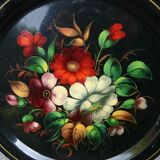 metal tray Russian art flower decor