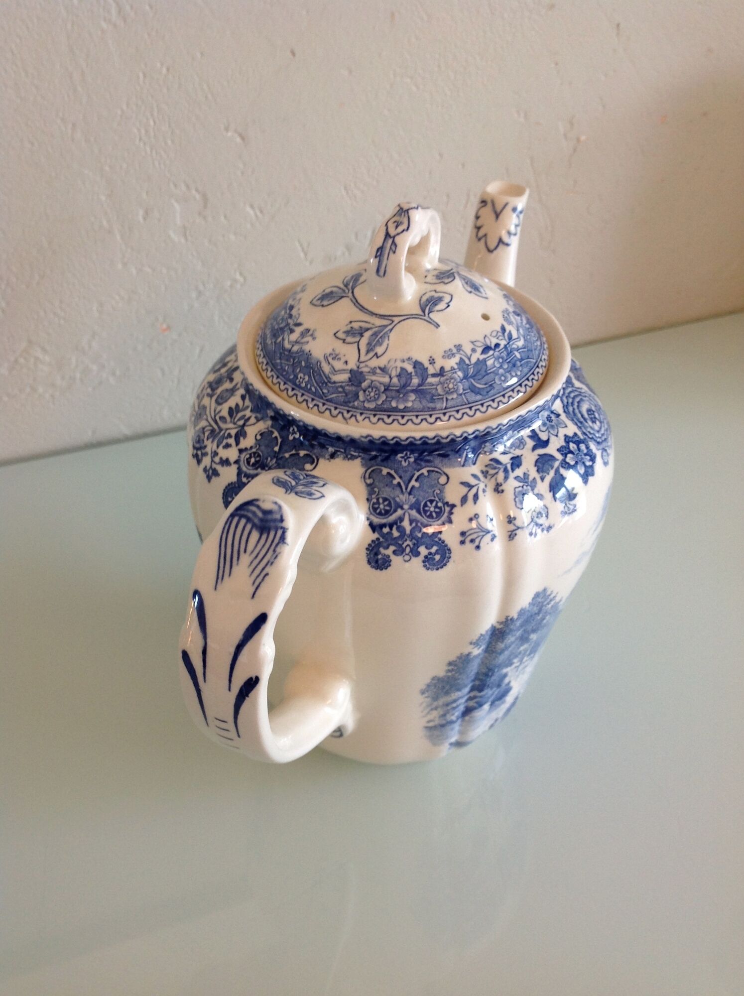 Cafetiere blue Burgenland décor by Villeroy - Boch / vintage 60s-70s