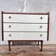 Commode en teck et tiroirs formica blanc - 1960