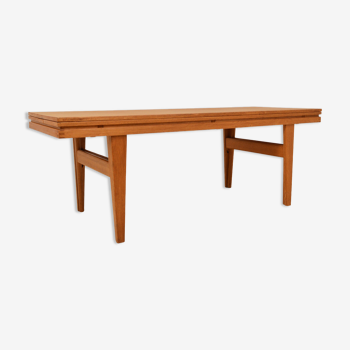 Extendable and adjustable Scandinavian oak coffee/dining table - 1960