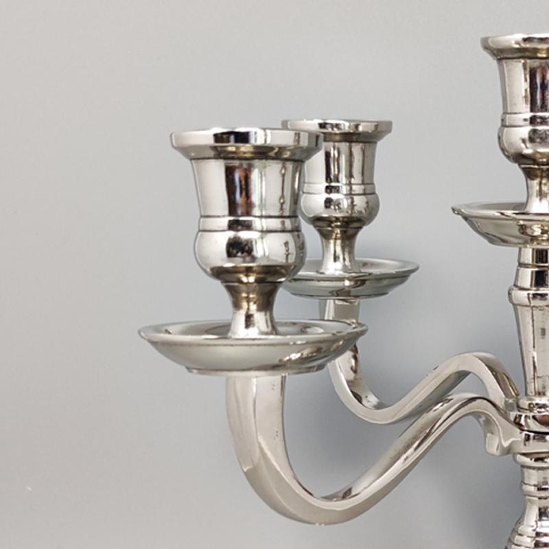 1950s Stunning Candelabra for Five Candles in Stainless Steel. Handmade. Made in Italy