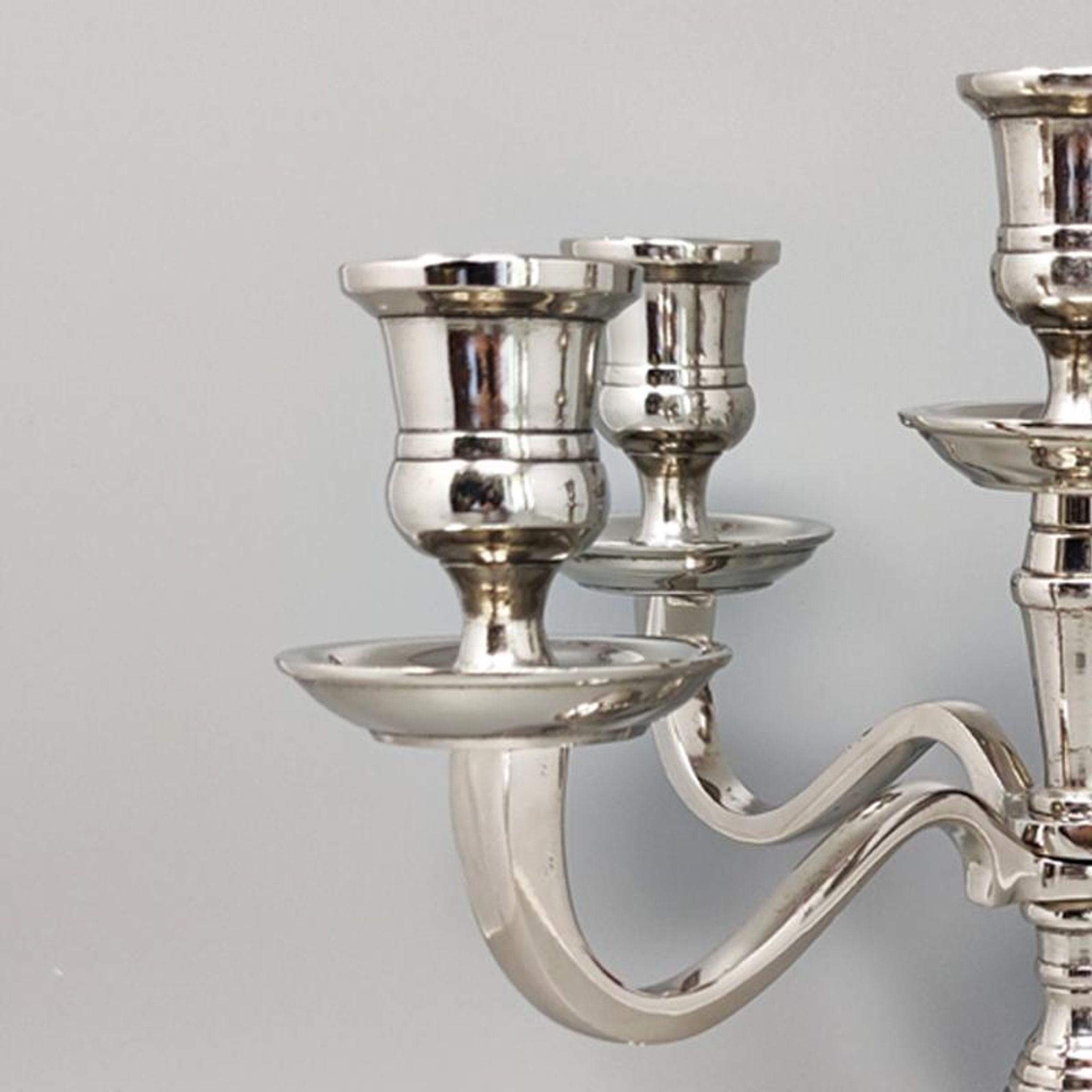 1950s Stunning Candelabra for Five Candles in Stainless Steel. Handmade. Made in Italy