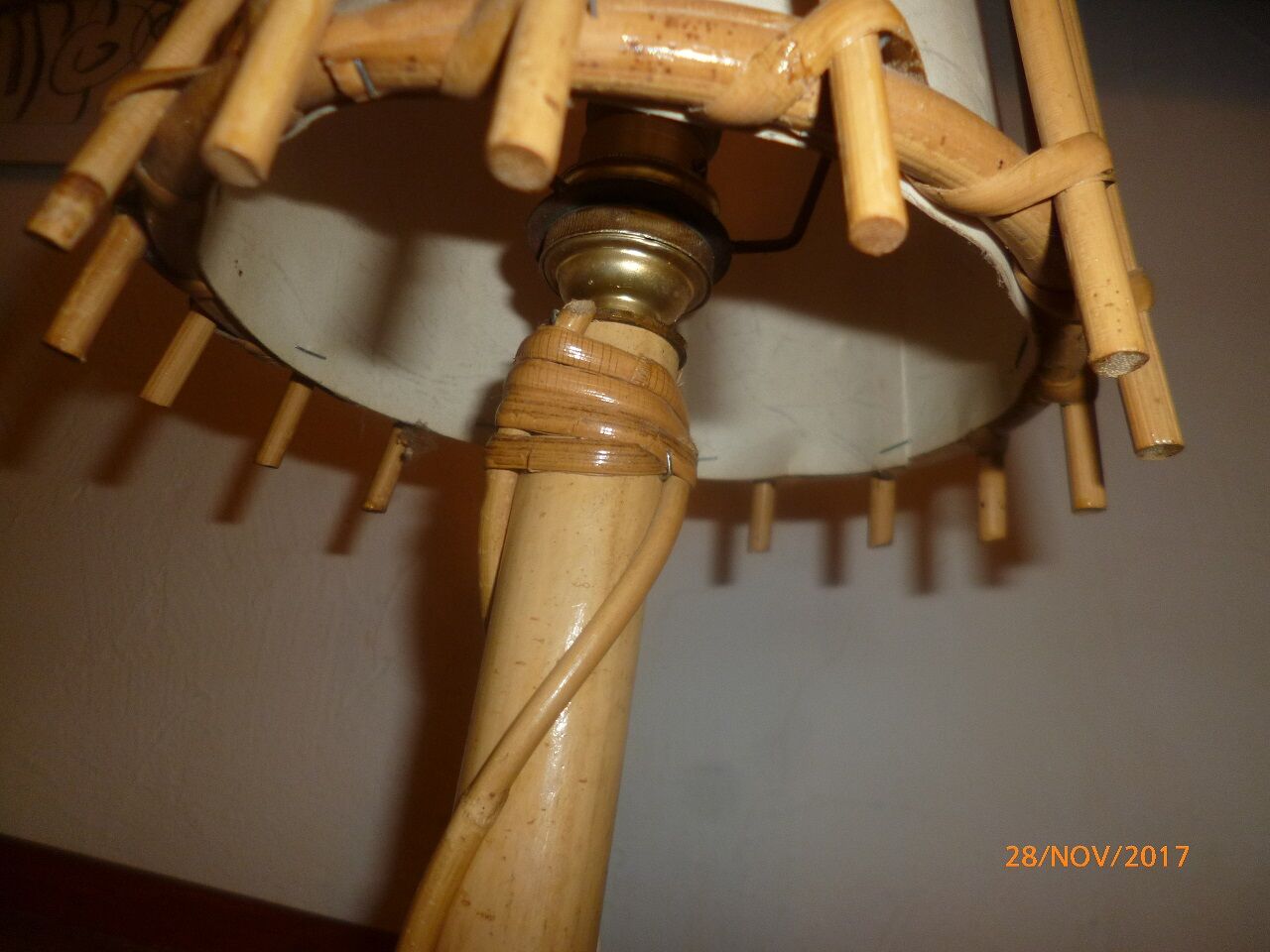 Wicker and rattan 1960 bedside lamp