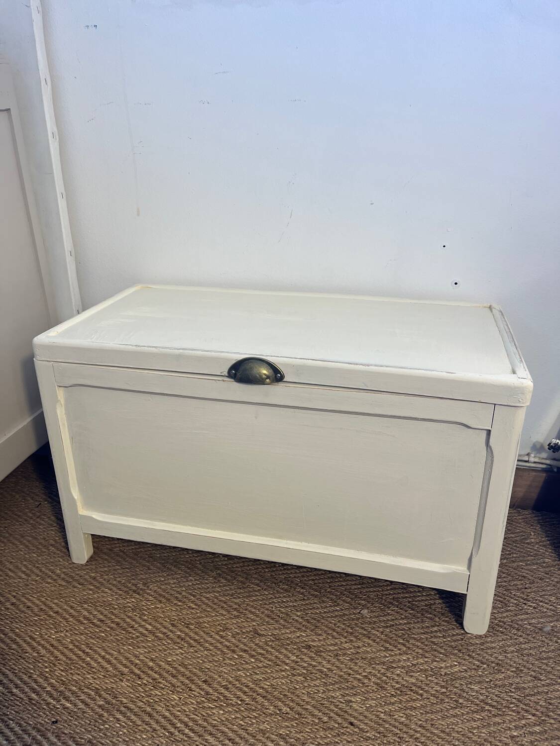 Vintage white patinated wooden chest