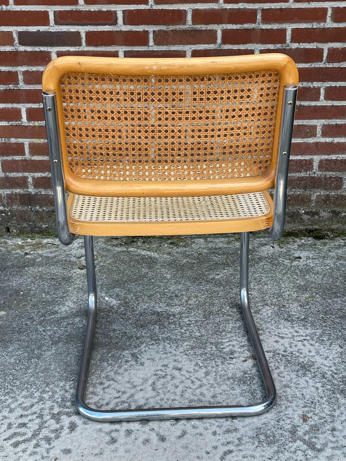 Lot de 4 chaises Cesca modèle b32 en chrome fabriqué en italie par Marcel Breuer