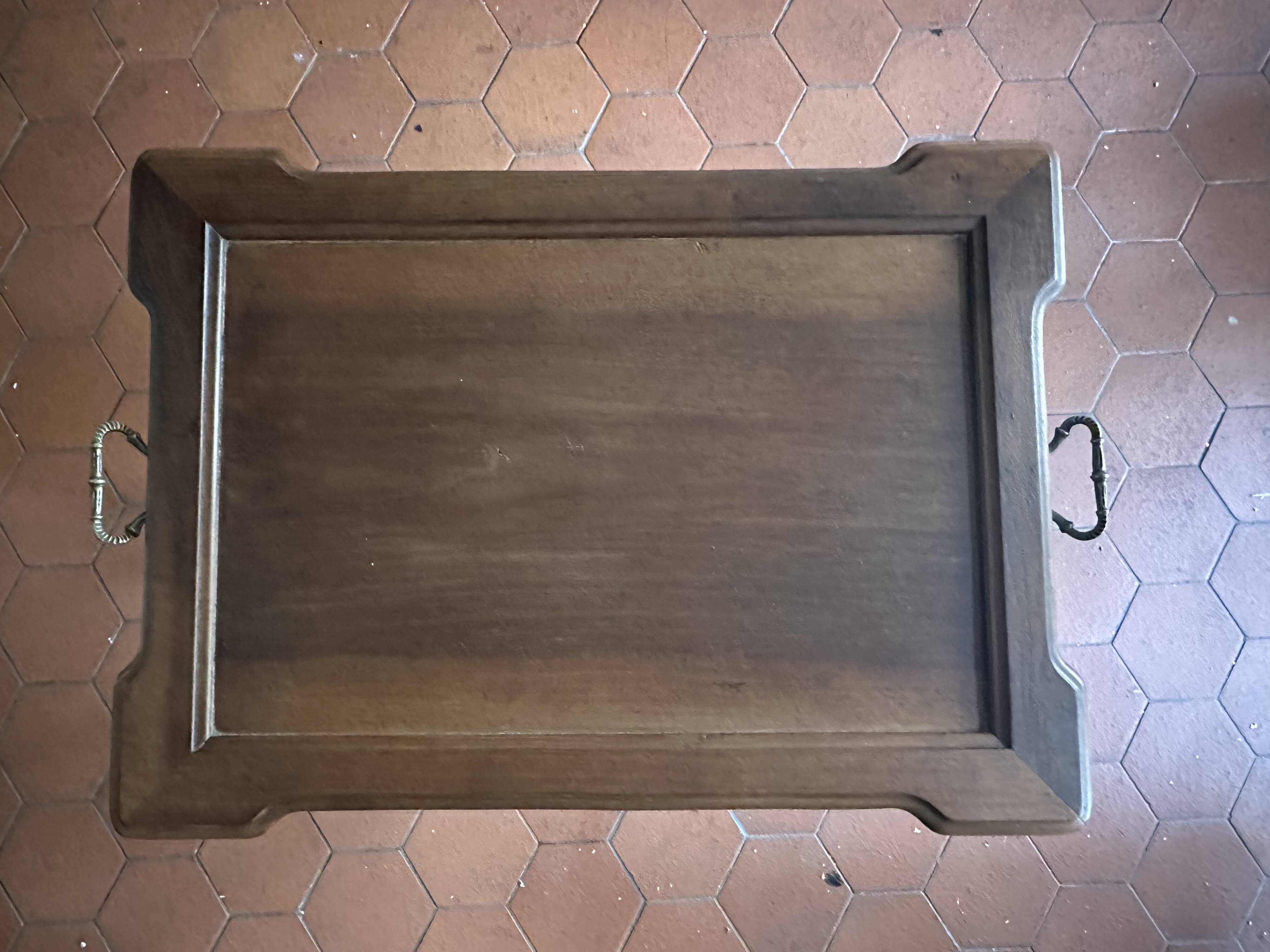 Walnut wheeled dessert trolley, circa 1900