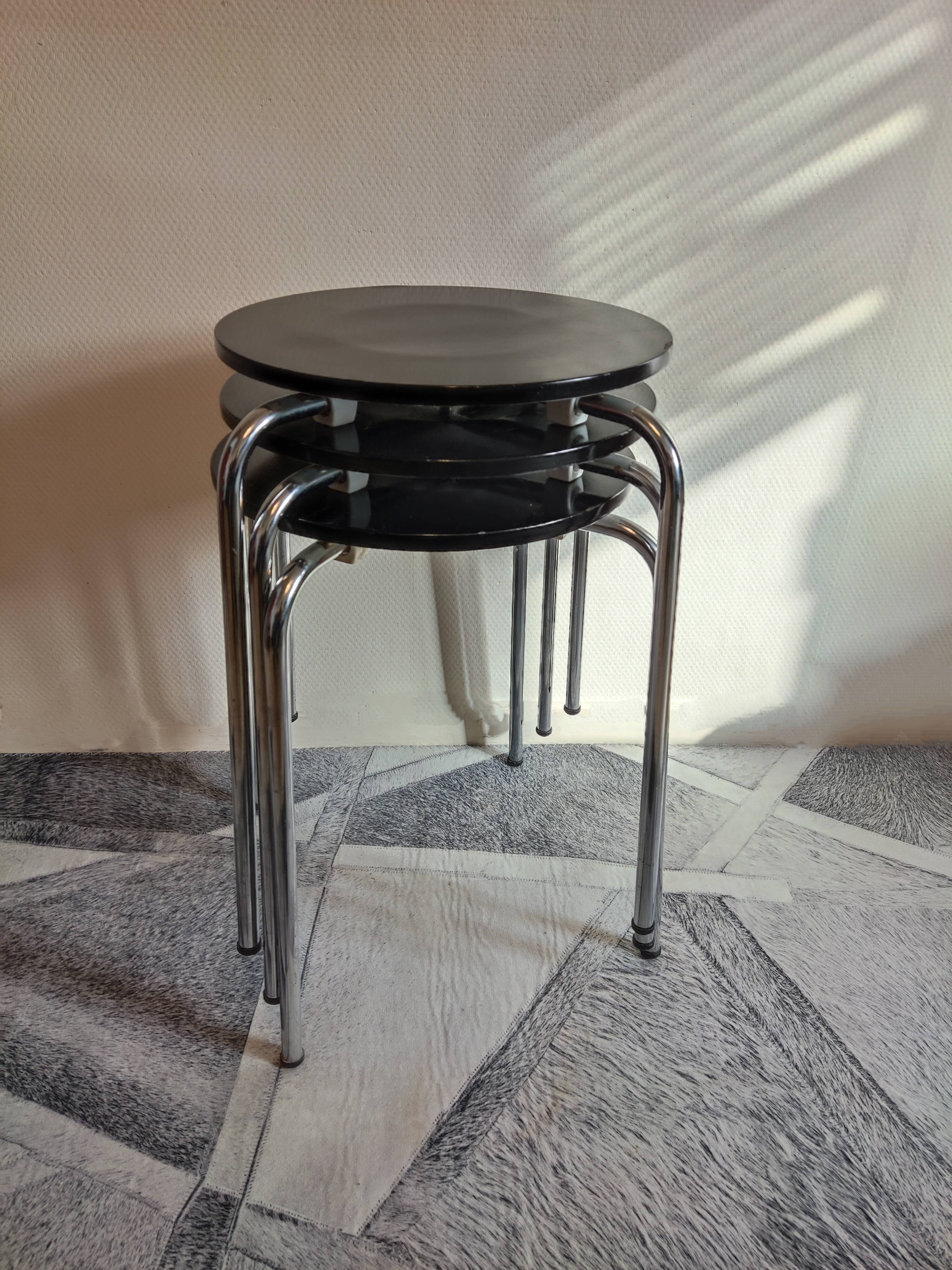 Black stackable stools