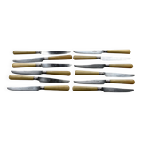 Service de 12 couteaux à dessert (ou fromage) corne et argent