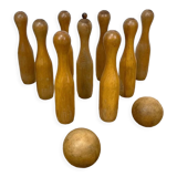 Jeu de 9 quilles en bois ancien